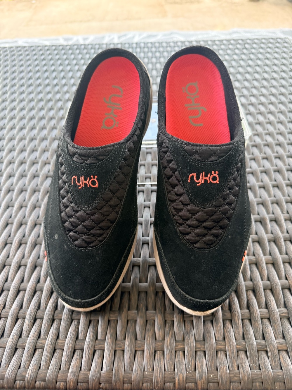 Ryka Black Quilted Calypso Slip-On Mule Suede